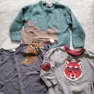 Zara Kids Sweatshirt Trio - Teal, Gray, and Red